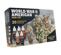 The Army Painter, Historical: WWII American Paint Set, 20 x 18 ml Warpaints Fanatic: 14 acrylic, 4 Washes, 1 Effect & 1 Metallic - Miniature Paint for U.S. Armed Forces in World War II