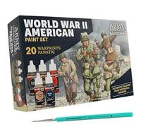 The Army Painter, Historical: WWII American Paint Set Combo, 20x18ml Warpaints Fanatic: 14 acrylic, 4 Washes, 1 Effect, 1 Metallic & 1 DipitBrush - Miniature Paint for U.S. Armed Forces World War II