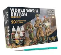The Army Painter, Historical: WWII British Paint Set Combo, 20 x 18 ml Warpaints Fanatic: 14 acrylverf, 4 washes, 1 effectverf, 1 metallic & 1 Dipit Penseel - Miniature Paint for British Armed Forces