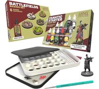 The Army Painter, Hobby Essentials Bundle - with Warpaints Fanatic Starter Set, Battlefield Basing Set, Wet Palette XL & 1 Dipit Brush - Perfect Miniature Painting Bundle for D&D and Warhammer