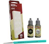The Army Painter, Speed Palette Bundle: 1 Speed Palette, 1 Dipit Brush, 1 Speedpaint Grim Black & 1 Holy White - Contrast miniature paint and tools for D&D & Warhammer Miniatures