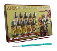 The Army Painter Speedpaint 2.0 Metallics Set Combo, 10 Bottles of Non Toxic Metal Contrast Acrylic Model Paint 18ml, 1 Free Speedpaint Brush and 1 Basecoating Brush for Miniature Fantasy Wargaming