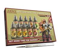 The Army Painter Speedpaint 2.0 Metallics Set Combo, 10 Bottles of Non Toxic Metal Contrast Acrylic Model Paint 18ml, 1 Free Speedpaint Brush and 1 Basecoating Brush for Miniature Fantasy Wargaming