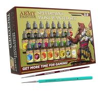 The Army Painter Speedpaint 2.0 Most Wanted Paint Set Combo, 24x18ml Paints | Contrast Paint Set incl. 2 metallics, 1 medium & 2 Free Brushes for Miniature Model Painting, DnD & Warhammer Figures