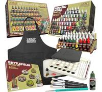 The Army Painter, Ultimate Starter Bundle, Fanatic & Speedpaint Mega Set | Incl: 2 Mega Set, Wet Palette XL, Battlefield Basing, Masterclass DryBrushes, Black Apron, 2 brushes, Brush on primer