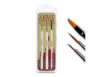 The Army Painter Wargamer Most Wanted Brush Set - Miniatures Paint Brush Set of 3 Miniature Paint Brushes - Insane Detail, Regiment, and Small Drybrush - Quality Detail Brush Set Handmade in Europe