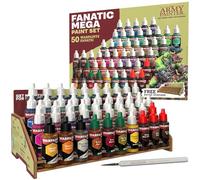 The Army Painter, Warpaints Fanatic Mega Set, 50x18ml Acrylic Model Paints | Painting Set incl. Skin Tones, Metallics, Effects, Washes, 1 Free Paint Station & 1 Brush - Model Paint for Warhammer & Dnd