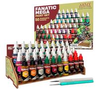 The Army Painter, Warpaints Fanatic Mega Set Combo, 50 x 18 ml Acrylic Paints incl. Skin Tones, Metallics, Effects, Washes, 1 Free Paint Station & 2 Brushes - Model Paint for Warhammer & Dnd