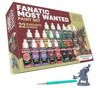 The Army Painter Warpaints Fanatic: Most Wanted Combo Set, 22 x 18ml Acrylic Paint incl. Skin Tones, Metallics, Effects, Wash, Primer, 1 Brush & 1 Miniature - Miniature Paint for D&D & Warhammer