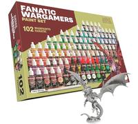 The Army Painter, Warpaints Fanatic Wargamers Paint Set, 102 x 18 ml Acrylic Paints, incl. Metallics, Washes, Effects, 1 brush & 1 Miniature - Miniature paint set for D&D & Warhammer Miniatures