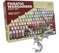 The Army Painter, Warpaints Fanatic Wargamers Paint Set, 102 x 18 ml Acrylic Paints, incl. Metallics, Washes, Effects, 1 brush & 1 Miniature - Miniature paint set for D&D & Warhammer Miniatures