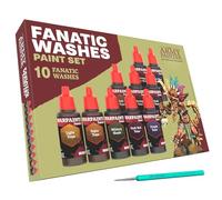 The Army Painter Warpaints Fanatic Washes Set Combo, 10x18ml Acrylic Paints | Incl. 1 Brush - Model Paint Washes and Shades for Miniature Models, Warhammer & Dnd miniatures