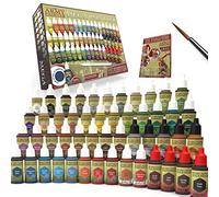 The Army Painter Warpaints Mega Paint Set, 50 Acrylic Paints and 1 Wargamer: Regiment Brush - Comprehensive starter set for Wargames, Roleplaying and Tabletop Miniature Model Painting