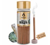 The Aroma Factory Dhoop batti, No Bamboo Herbal Dhoop Sticks (0% Charcoal, 0% Sulphates) with Incense Holder,1 Bottle x 100g (White Sage)