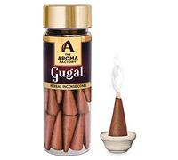 The Aroma Factory Gugal Incense Cones - 1 Bottle with 30 Cones, 100% Natural & Pure Herbs, Non-Toxic, Zero Charcoal, No Black Smoke, Infused with Essential Oils for Home, Meditation & Relaxation