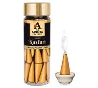 The Aroma Factory Kasturi Incense Cones - 1 Bottle with 30 Cones, 100% Natural & Pure Herbs, Non-Toxic, Zero Charcoal, No Black Smoke, Infused with Essential Oils for Home, Meditation & Relaxation