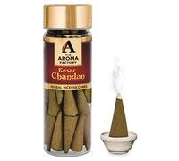 The Aroma Factory Kesar Chandan Incense Cone - 1 Bottle with 30 Cone, 100% Natural & Pure Herbs, Non-Toxic, Zero Charcoal, No Black Smoke, Infused with Essential Oils for Home, Meditation & Relaxation
