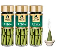 The Aroma Factory Loban Incense Cones - Pack of 3 Bottles with 30 Cones Each, 100% Natural & Pure Herbs, Non-Toxic, Zero Charcoal, No Black Smoke, Infused with Essential Oils for Home & Meditation