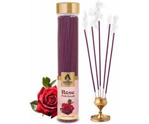 The Aroma Factory Rose Patchouli Incense Sticks - 100% Herbal, Zero Charcoal,