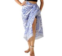THE ART BOX 100% Cotton Sarong Coverup for Women Indian Hand Block Print Swimsuit Pareo Wrap Skirt Beach Bikini Cover Up Long (73" x 43")