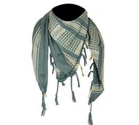 THE ART BOX 100% Cotton Scarf Military Shemagh Tactical Desert Keffiyeh Head Neck Afghan Scarf Arab Wrap with Tassel for Men Women (Petrol Khaki, 45 in x 45 in / 110 cm x 110 cm)