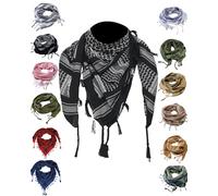 THE ART BOX 100% Cotton Scarf Military Shemagh Tactical Desert Keffiyeh Head Neck Afghan Scarf Arab Wrap with Tassel for Men Women (Black, 45 in x 45 in / 110 cm x 110 cm)