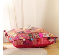 THE ART BOX 88x88x12 Cms Vintage Patchwork Large Outdoor Cushions Large Dog Bed Garden Decor Floor Seat Pillow Boho Decor Cushion (Cover Only)