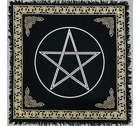 THE ART BOX Altar Cloth Tarot Cards Table Napkins Supplies Black Gold Tablecloth Square Spiritual Celestial Deck Cloth With Fringes 36x36 Inches