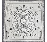 THE ART BOX Altar Cloth Tarot Cards Table Napkins Supplies Black Silver Tablecloth Square Alter Spiritual Celestial Deck Cloth With Fringes Sun and Moon 36x36 Inches