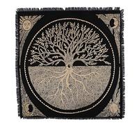 THE ART BOX Altar Cloth Tarot Cards Table Napkins Witchcraft Supplies Black Gold Tablecloth Square Alter Pagan Spiritual Celestial Deck Cloth With Fringes, Tree of Life, 24X24 Inches
