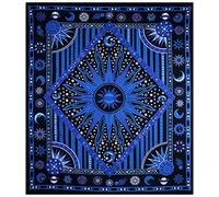 THE ART BOX Blue Mandala Sun and Moon Tapestry - Celestial Cotton Wall Hanging for Bedroom & Home Decor