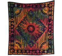 THE ART BOX Celestial Tie-Dye Wall Tapestry - Sun and Moon Design, Cotton Hanging for Bedroom, 140x210 cm