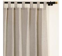 THE ART BOX Gauze Striped Curtains, Boho Linen Gauze Tab Top Hanging Curtains Light Filtering Door Window Treatment 2 Panel Drapes for Living Room Home Décor Black on Beige (63"x42" Each Panel)