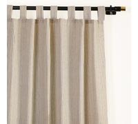 THE ART BOX Gauze Striped Curtains, Boho Linen Gauze Tab Top Hanging Curtains Light Filtering Door Window Treatment 2 Panel Drapes for Living Room Home Décor Blue (54"x42" Each Panel)