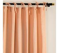 THE ART BOX Gauze Striped Curtains, Boho Linen Gauze Tie Top Hanging Curtains Light Filtering Door Window Treatment 2 Panel Drapes for Living Room Home Décor Orange on Beige (84"x42" Each Panel)