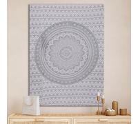 THE ART BOX Glittering Silver Grey Tapestry Wall Hanging Mandala - Bohemian Room Decor - Cotton Throw Tapestry - Small Bedspread 30x40 Inches