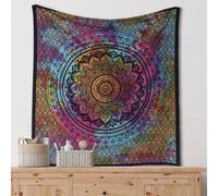 THE ART BOX Handmade Bohemian Peacock Mandala Wall Hanging - College Dorm Decor, Beach Throw, Table Cloth, Bedding Tapestry - Large (55x82 Inches)