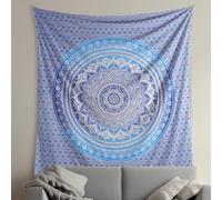 THE ART BOX Hippie Mandala Wall Hangings Ombre Tapestry Blue and White - Indian Cotton Beach Throw Blanket, Bohemian Decor Tapestrys - Bedroom Aesthetic Tapestries - 104x90 inch