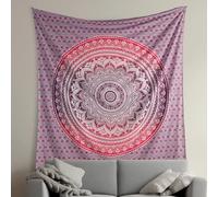 THE ART BOX Mandala Tapestry for Wall Hanging, Pink and White, 220x230 cm - Decorative Fabric for Bedroom or Living Room