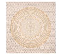 THE ART BOX Mandala Wall Hanging Tapestry Gold and White - Indian Cotton Decorative Throw Blanket - 82x55 inch