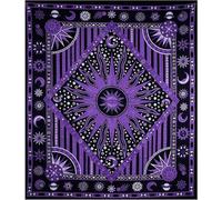 THE ART BOX Purple Mandala Celestial Tapestry - Sun and Moon Cotton Wall Hanging for Bedroom or Living Room