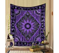 THE ART BOX Purple Mandala Wall Tapestry - Sun and Moon Celestial Hanging for Bedroom, 135x150 cm