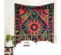THE ART BOX Rainbow Hippie Mandala Sun Moon Burning Sun Tapestry for Bedroom Celestial Bohemian Wall Hanging