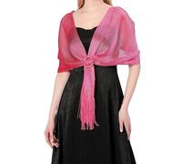 THE ART BOX Sparkling Metallic Shawl and Wrap for Evening Dress Women Dressy Scarf with Buckle for Wedding Party Brides Wear