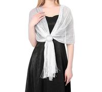 THE ART BOX Sparkling Metallic Shawl and Wrap for Evening Dress Women Dressy Scarf with Buckle for Wedding Party Brides Wear