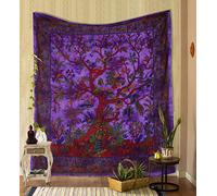 THE ART BOX Tapestry Purple Tree of Life Wall Hanging - Indian Cotton Full-Size Bedspread, Picnic Sheet, Wall Decor, Blanket, Wall Art for Bedroom (85x90 Inch)