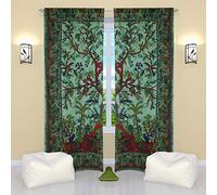 THE ART BOX Window Drapes Set of 2 Tapestry Curtains Hanging Valances for Room Divider (Green Tree, 50X75 Inches or 127X190CM)