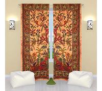 THE ART BOX Window Drapes Set of 2 Tapestry Curtains Hanging Valances for Room Divider (Yellow Tree, 80x82 Inches or 203x210CM)