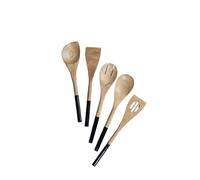 The Art Box Wooden Utensil Set - 5-Piece Acacia Wood Cooking Spoons & Spatulas Non-Stick Kitchen Tools Comfortable Grip BPA-Free Ideal for Cooking and Serving