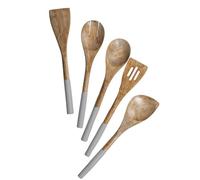 The Art Box Wooden Utensil Set - 5-Piece Acacia Wood Cooking Spoons & Spatulas Non-Stick Kitchen Tools Comfortable Grip BPA-Free Ideal for Cooking and Serving